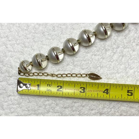 Coldwater Creek Large Bead Necklace Lucite and Faux Pearl 20' to 23" Gold Tone - Picture 8 of 8